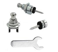 Rayzm Guitar Strap Locks Set, Security Strap Lock System for Acoustic/Electric/Bass Guitar, Quick Release Mechanism, Metal Strap-lock Buttons with a Wrench (Silver)