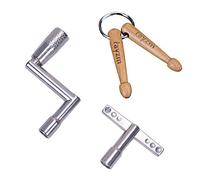 Rayzm Standard Drum Key, Continuous Motion Speed Key and Drumstick Keychain, Novelty Gift for Drummers (Pack of 3)