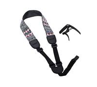 Rayzm Ukulele Strap & Zinc Ukulele Capo, Adjustable Soft Cotton Neck Sling Strap for Ukulele, Button-free Cross-chest Loop Style Ukulele Strap, No Drilling Holes