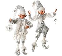 RAZ Imports 16" Silver & White Posable Elves