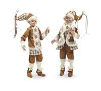 Raz Imports 2024 Gingerbread Lane 16"" Posable Gingerbread Elf, Assorted of 2, Brown, 4402413