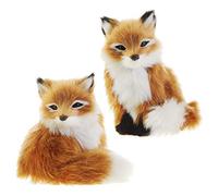 RAZ Imports Faux Fur Fox Figurine Ornaments - Set of 2 Assorted