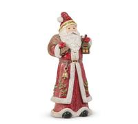 RAZ Imports Holly and Pine Lantern Santa Figurine, 12-Inch, Resin