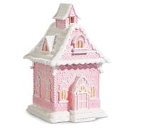Raz Imports Lighted Gingerbread House, 13.25-inch Length, Pink, Christmas, Home Decor