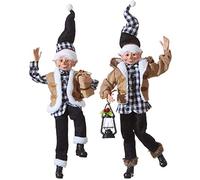 RAZ Imports Set of 2 Christmas in The Country 16" Posable Christmas Elves (Elf Set) - Plaid -3902253