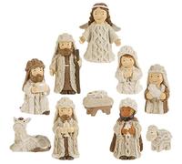 RAZ Imports Winter Cottage 8.75 Inch Christmas Nativity Set 10 Piece Set