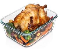 14 Cup/ 112 oz LARGE Glass Food Storage Container with Locking Lid. Ideal for Storing food, Vegetables or Fruits. Baking Casserole, Lasagna, Baking, Roasting chicken & lot of other tasty Food BPA-Free