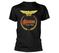 Razamataz Saxon 'Carpe Diem' (Black) T-Shirt (UK, Alpha, M, Regular, Regular, Black)