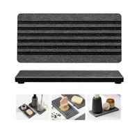 Razborci 2PCS Diatomite Quick Stone Drying Tray Mat For Bathroom & Kitchen Counter, Instant Dry Water Absorbent Drink Bar Coaster,Vanity Sink Caddy Organizer,Dish Soap Sponge Holders, Charcoal,8"x3.8"