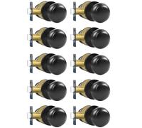 RAZCC Passage Door Knobs, 10 Pack Matte Black Door Knobs with Lock,Hallway and Wardrobe Door Knob Interior Keyless Locksets, Round Door Handles Reversible for Left Right Handed Doors