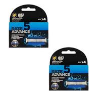 Raze Advance Razor Blade Refills for Men, 5 Blade Replacement Cartridges with Lubricating Strip, Aloe Vera & Vitamin E, Precision Trimmer for Smooth Shave, x 4 Pack of 2