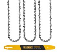 RazEdg 18 Inch Bar and Chain Combo, 3/8" LP Pitch, 050" Gauge, 62 Drive Links Fits Echo Ego Poulan Greenworks Kobalt Husqvarna Ryobi and More (1 Bar + 3 Chains)