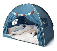 Razee Full Size Bed Canopy for Kids, Girls Bed Tent Dream Privacy Sleeping Tents Indoor (String Lights and Pennant Banners are Included) (Large Blue)