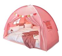 Razee Full Size Bed Canopy for Kids, Girls Bed Tent Dream Privacy Sleeping Tents Indoor (String Lights and Pennant Banners are Included) (Large Pink)