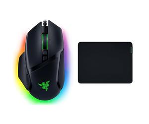 Razer Basilisk V3 - Wired Customisable Gaming Mouse Black & Gigantus V2 Medium - Soft Medium Gaming Mouse Mat for Speed and Control (Non-Slip Rubber, Textured Micro-Weave Cloth, 36 x 27 x 0.3cm) Black