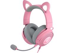 Razer Kraken Kitty V2 Pro Wired RGB Headset: Interchangeable Ears (Kitty, Bear, Bunny) - Stream Reactive Lighting - Detachable HyperClear Cardioid Mic - 50mm Drivers - 7.1 Surround Sound - Quartz Pink