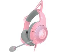 Razer Kraken Kitty V2 Wired RGB Headset - Stream Reactive Lighting, HyperClear Mic, TriForce 40mm Drivers, 7.1 Surround, Quartz Pink
