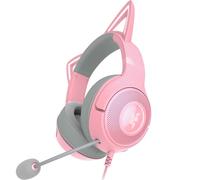 Razer Kraken Kitty V2 - Wired RGB Headset with Kitty Ears (Stream Reactive Lighting, HyperClear Cardioid Mic, TriForce 40 mm Drivers, 7.1 Surround Sound) Quartz Pink