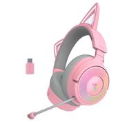 Razer Kraken Kitty V3 Pro - RGB Kitty wireless gaming Headset - reactive cat ears for streaming Headphone - Triforce 40mm Driver - Hyperspeed Wireless and Bluetooth - THX Spatial Audio | Quartz