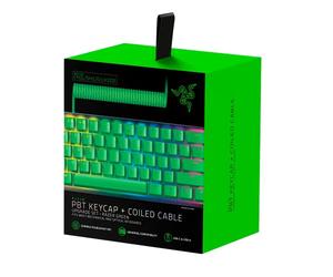 Razer PBT Keycap Upgrade Set with Coiled Cable - Backlight Compatible (Superior PBT Shine Resistant Material, Doubleshot Molding with Ultra Thin Font, Coiled Cable) Green | US Layout