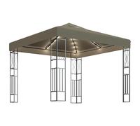 raziel small fabric gazebo in taupe with led string lights