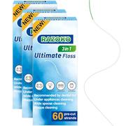 RAZOKO 3-in-1 Floss for Braces, 180 Pre-Cut Strands | Floss Threaders, Spongy & Regular Floss for Bridges & Wide Gaps
