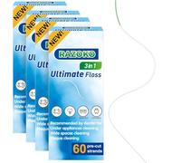 RAZOKO 3-in-1 Floss for Braces, 240 Pre-Cut Strands | Floss Threaders, Spongy & Regular Floss for Bridges & Wide Gaps