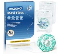 RAZOKO 840D Fluffy Floss Threaders for Braces,Implants,Bridges-2 in 1 Dental Floss with Pre-Cut Waxed Mint Strands for Deep Clean,130 Count (Pack of 2)
