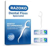 RAZOKO Dental Floss Picks High Toughness Toothpicks Sticks 200pcs with 2 Portable Cases Perfect for Family,Hotel,Travel