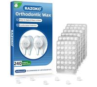 RAZOKO Orthodontic Wax for Braces - 240 Dental Wax Dots, Hygienic Individual Wraps, Strong Adhesion for Brackets & Wires , Unflavored