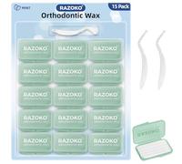 RAZOKO Orthodontic Wax for Braces Aligners Dental Wax Food Grade Orthodontic Wax Strips Mint Flavor 750 Precut Wax Dots(15 Pack)