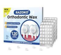 RAZOKO Orthodontic Wax for Braces Wax Dots Individual Hygienic Packaging Dental Wax (White-Mint, 120 Count (Pack of 1))