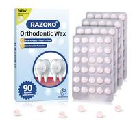 RAZOKO Orthodontic Wax for Braces Wax Dots Individual Hygienic Packaging Dental Wax (White-Strawberry, 90 Count (Pack of 1))