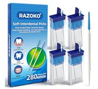 RAZOKO Soft Silicone Dental Picks,Dual-Ended Disposable Interdental Cleaners, 280 Count, Gentle on Gums, Perfect for Braces, Bridges, Implants & Portable Hygienic Case