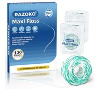 RAZOKO Threader Floss for Braces,Implants and Wide Tooth Gaps-130 Count Pre-Measured Strands 2-in-1 Expanding Waxed Dental Floss for Deep Clean,Gentle for Adults & Kids,Light Mint Flavored