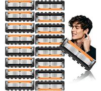Razor Blades Men, Compatible with Gillette Fusion 5, 5-Layer Shaving Blade Refill, Razor Cartridges with Dual Lubricating Strip for Smooth Shave, Daily Men's Grooming Accessory, 16 PCS