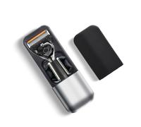 Razor Case Portable Travel Manual Razor Box for Gillette，Suitable for storage 1 Razor、3 Blade Refills (Silver Black)