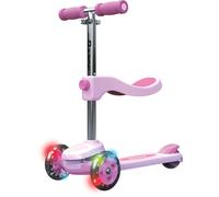 Razor Rollie, 3-Wheel Scooter for Younger Children, Seated and Stand-Up Riding Options, Light Up Wheels for Ages 2 1/2-4, Adjustable handlebars, Kick Scooter, Pink