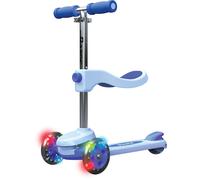 Razor Rollie, 3-Wheel Scooter for Younger Children, Seated and Stand-Up Riding Options, Light Up Wheels For Ages 2 1/2-4, Adjustable handlebars, Kick Scooter, Blue