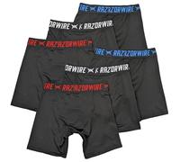 RAZOR WIRE 6 Pack Men’s Boxer Shorts Long Leg Anti Chafing Underwear, Soft Breathable Stretch Trunks, Moisture Wicking Sports Boxers with Keyhole Pouch, Sizes S-5XL