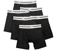 RAZOR WIRE 6 Pack Men’s Boxer Shorts Long Leg Anti Chafing Underwear, Soft Breathable Stretch Trunks, Moisture Wicking Sports Boxers with Keyhole Pouch, Sizes S-5XL
