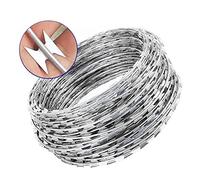 Razor Wire Security Fence Double Spiral 45cm Diameter 22mm Barbed Size Galvanized 5m Length - Durable Outdoor Perimeter Protection Solution