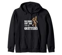 Razors Are For Quitters Funny Sasquatch Beard Bigfoot Zip Hoodie