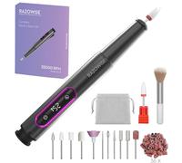 RAZOWISE Cordless Nail Drill Electric File: Professional for Acrylic Gel Powder Nails Portable Nail Drill for Manicure Pedicure Nail Efile 5 Speeds 12 in 1 with LED Display Rechargeable, Grey