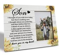 Razpah Son Memorial Picture Frame, God Has You in His Keeping I Have You in My Heart, Picture Frame Gift Wood Plaque Sign, Loving Memory of Son, Memorial Gifts for Loss of Sons, Sons Remembrance Gift