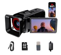RAZPLYN 4K Video Camera Camcorder, 64MP with 3” 270° Flip Screen, 18X Zoom, WiFi and Webcam for YouTube, 32GB SD Card, Built-in Rechargeable 2500mAh Battery(Black)