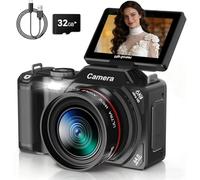 RAZPLYN Digital Camera with 64MP High-Resolution CMOS Sensor, 2.5K Video Recording Capability, for Content Creators, Vloggers, Adventurers (XJ311 Black)
