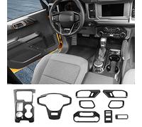 RAZPOY for Bronco 9PCS Interior Decoration Trim, Gear Shift Panel Trim, Steering Wheel Trim, Inner Door Handle Trim Compatible with 2021 2022 Ford Bronco Carbon Fiber Interior Accessories 4 Door
