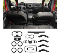 RAZPOY JK 18PCS Interior Trim Kit, Steering Wheel Trim & Gear Shift Cover Air Conditioning Vent Trim Compatible with 2011-2017 Jeep Wrangler JK 4-Door, Carbon Fiber