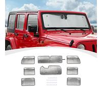 RAZPOY JK Windshield Sunshade, 8PCS Side Window Sun Shade Compatible with 2007-2017 Jeep Wrangler JK 4-Door